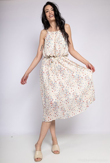 Flower print dress, straps.. The model measures 182 cm and wears S. Length132cm