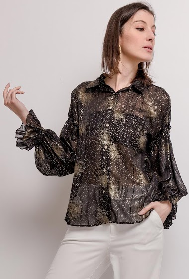 Shirt with printed polka dots. The model measures 178cm, one size corresponds to 10/12(UK) 38/40(FR). Length:63cm