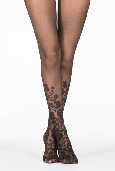 Tight with flower printed on the half leg (20Den)