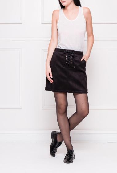 Suede skirt with lacing on the front