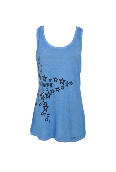 Tank top in burnt-out jersey on the back, print on the front