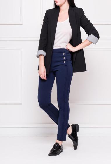 Stretch trousers with fancy buttons on the front