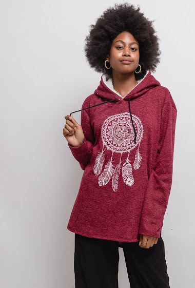 Sweatshirt with dreamcatcher.
The model measures 174cm, one size corresponds to 14/16(UK) 42/44(FR). Length:82cm