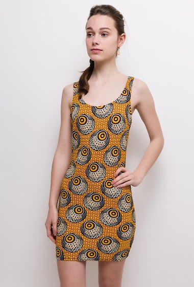Sleeveless stretch dress. The model measures 175cm and wears S. Length:85cm