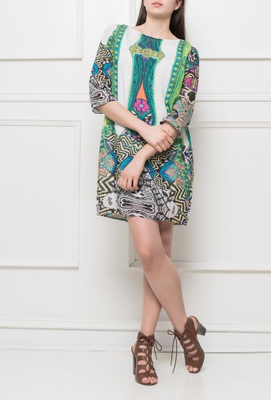 Dress with colorful pattern, regular fit
