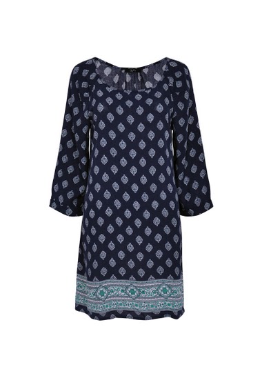 Printed Tunic, round neck, 3/4 sleeves in viscose