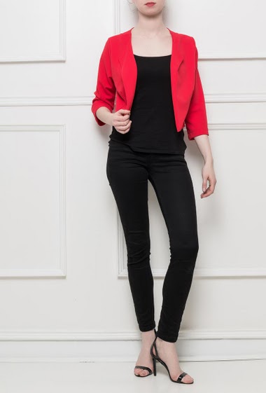 Open and crop jacket, stretch fabric, regular fit