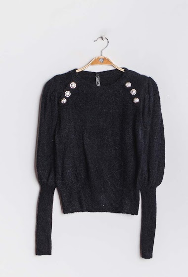 Sweater with puff sleeves. The model measures 175cm, one size corresponds to 10/12(UK) 38/40(FR). Length:53cm