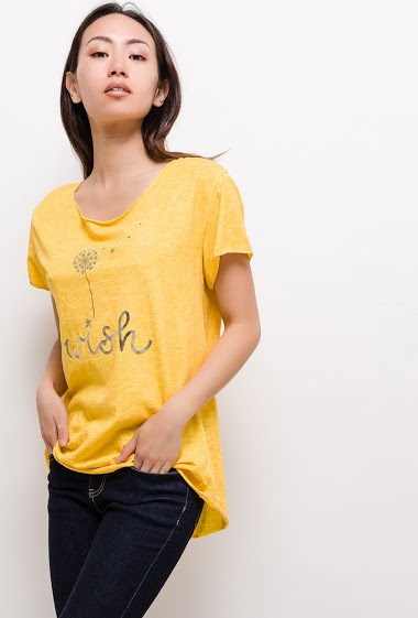 Short sleeve t-shirt, print. The model measures 170cm, one size corresponds to 10/12(UK) 38/40(FR). Length:70cm